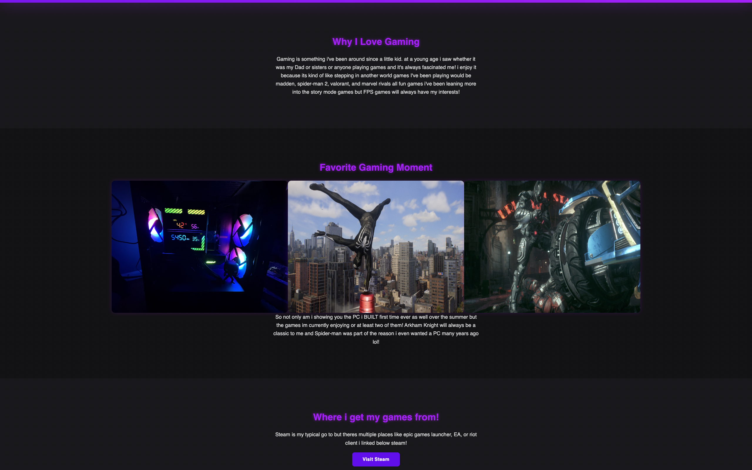 Gaming Website Screenshot